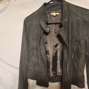 Gianni Bini Dark Green Leather Jacket